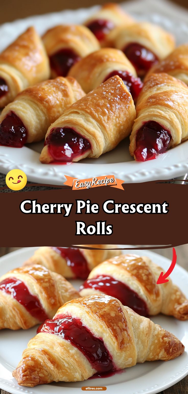 cherry pie crescent rolls on a white plate