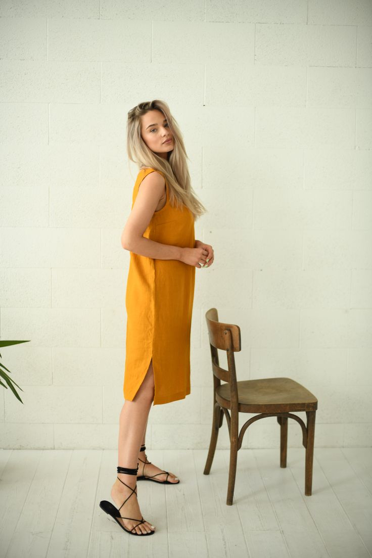 "DESCRIPTION: ♥ 100% natural European linen; ♥ safe Oeko-TEX® Standard 100 certified linen fabric ♥ softened midweight linen (185 g/m2) ♥ sleeveless dress FIT ♥ length from the lower to the upper seam is about 41.3 inches / 105 cm ♥ measurements taken from a size S ♥ model with long hair is cm and wearing a size S ♥ model with shorter hair is cm and wearing a size S SIZE CHART: XS: Bust 30.7\"- 32.7\" (78-83 cm) , Waist 23.6\"- 25.6\" (60-65 cm), Hips 33.5\"- 35\" (85-89 cm) S: Bust 33\"- 35\" ( Spring Midi-length Unlined Linen Dress, Spring Unlined Linen Midi Dress, Summer Linen Midi Dress For Daywear, Summer Linen Sundress In Midi Length, Summer Linen Sundress Midi Length, Summer Linen Sundress, Midi Length, Unlined Linen Sundress Midi Dress, Midi Length Linen Dress For Daywear, Daywear Unlined Midi Linen Dress