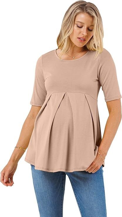 Women's Maternity top Peplum Blouse with Front Pleat for Pregnancy at Amazon Women’s Clothing store Maternity Blouse, Maternity Top, Womens Maternity, Peplum Blouse, Maternity Tops, Amazon Women, Shop Top, Fashion Brands, Clothing Store