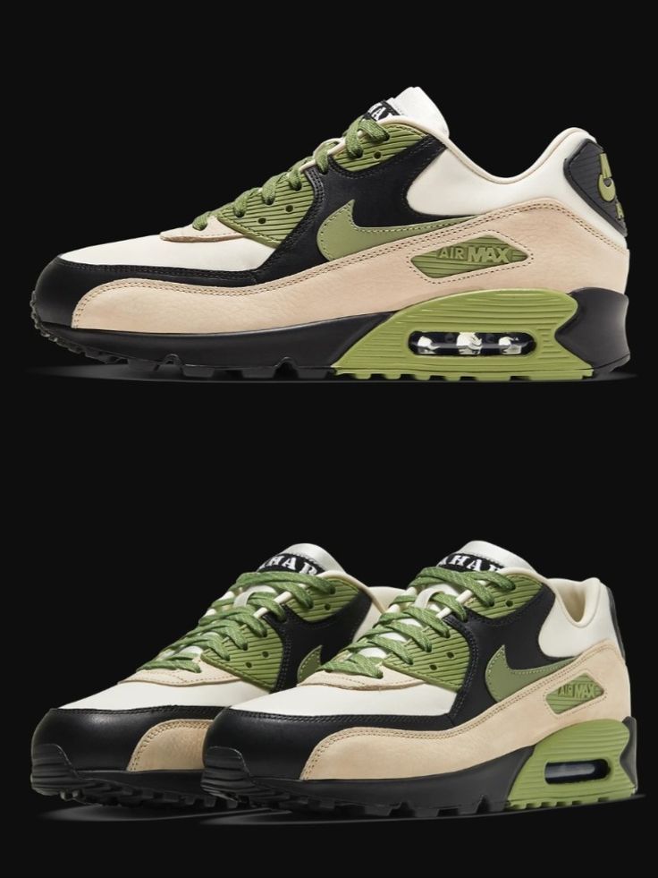 Nike Air Max 90 “Lahar Escape-Green” LIGHT CREAM/ALLIGATOR-PALE IVO CI5646 200 #nikeairmax90 Nike Air Max 90 Green, Air Max 90 Green, Nike 270, Nike Air Max 90s, Air Max 90s, Custom Sneakers Diy, Futuristic Shoes, Walk In Wardrobe, Hype Shoes