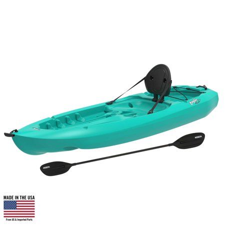 a kayak with paddles attached to the side and an oar on top