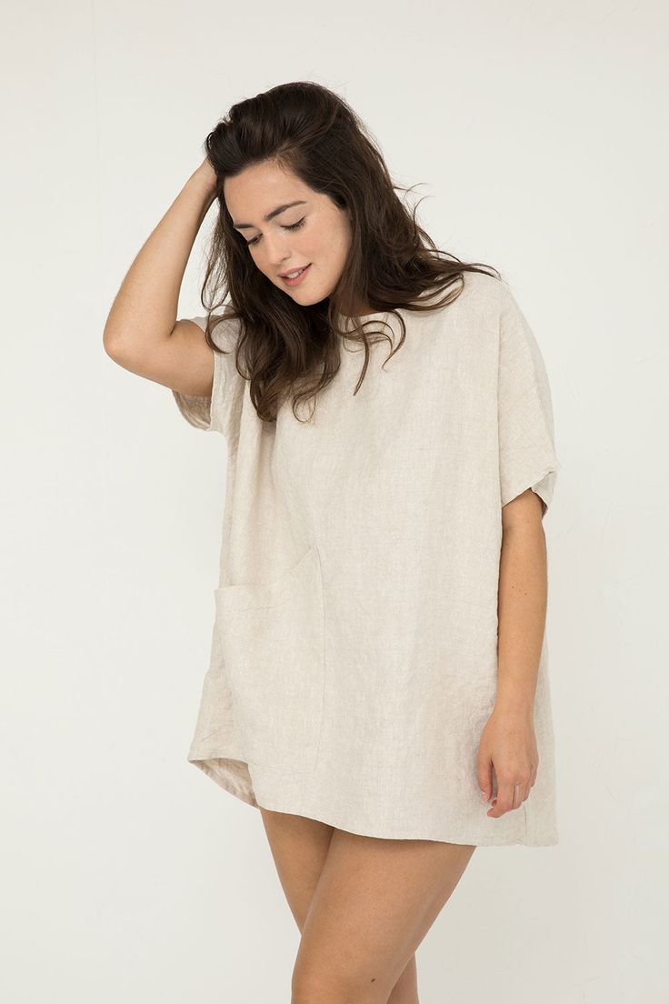 There are a handful of garments that I wear over and over again, and this tunic captures the best elements of those staples—an easy, unfussy fit, half sleeves that stay out of the way, flattering mid-thigh length, and one big pocket to catch all the miscellany I end up with throughout the day. The cut skims the body loosely making it ideal for layering in the fall and winter. It's my favorite tunic to wear to the studio—when you're working, comfort is key, but you still want to look put together Elizabeth Suzann, Big Pocket, Clothing Design, Create Outfits, Olive Color, Wrinkle Remover, Linen Top, Silk Crepe, Handmade Clothes