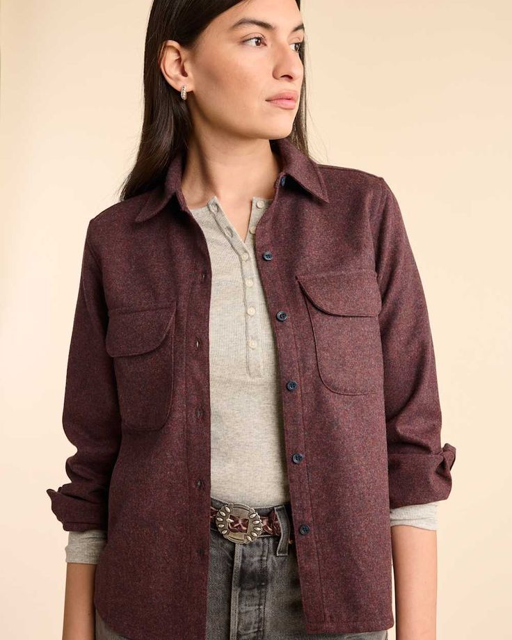 A customer favorite, the Pendleton's Women's Board Shirt has a tapered fit, traditional collar, matched flap pockets and shirttail hem. Made with machine-washable Umatilla wool woven in Pacific Northwest mills. 100% pure virgin wool. Fabric woven in our American mills. Imported of USA fabric. Classic Button-up Flannel Shirt For Fall, Wool Tops With Welt Pockets For Workwear, Spread Collar Flannel Shirt For Work, Spread Collar Flannel Shirt With Button Closure For Work, Fall Shirt With Lapel Collar, Workwear Flannel Shirt With Spread Collar And Placket, Workwear Flannel Shirt With Spread Collar, Shirt With Lapel Collar And Placket For Fall, Long Sleeve Flannel Shirt With Welt Pockets For Work