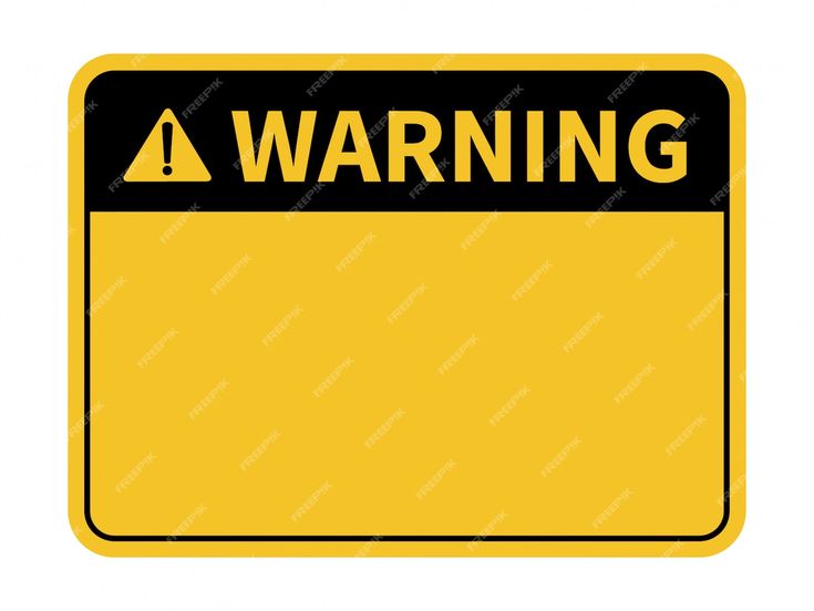 a yellow and black warning sign with the word warning on it's bottom corner