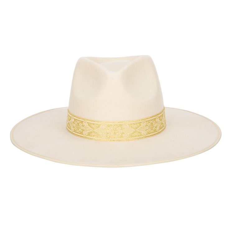 Say I do with this beautiful white fedora made for any Bride. Your look will be complete with lots of love and this perfect hat to match any dress. Features: Brim Size: 3.75" 100% wool Women's one size Wool felt flat brim fedora with gold jacquard band White Fedora, Wide Brim Hat Summer, Sand Collection, Womens Fedora, Fall Hats, Felt Fedora, Dress Hats, Lots Of Love, Love At First