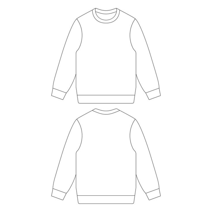 Template sweater vector illustration flat sketch design outline Sweatshirt Outline Template, Outfit Logo Design Ideas, Sweatshirt Design Template, Jumper Designs Ideas, Clothing Outline Template, Hoodie Design Sketch, Mock Ups Design, Hoodie Design Template, Blank Clothing Template