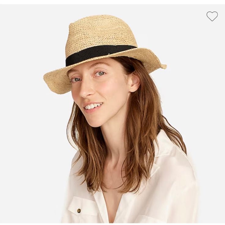 Nwt J. Crew Packable Straw Hat-Sz M-L Brand New, Never Worn Casual Short Brim Sun Hat For Travel, Casual Beige Sun Hat For Travel, Casual Packable Sun Hat In Natural Color, Casual Brimmed Panama Hat For Travel, Casual Packable Natural Color Sun Hat, Casual Fedora With Upf 50+ Protection, Casual Flat Brim Straw Hat For Travel, Casual Panama Hat With Upf 50+, Casual Natural Color Packable Sun Hat