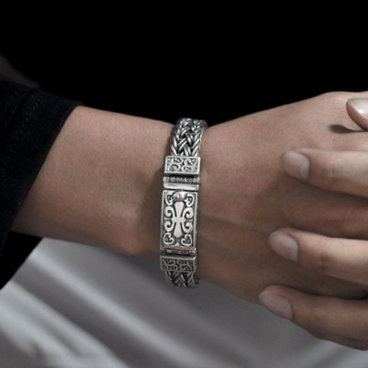 Men's Sterling Silver Fleur De Lis Wide Braided Bracelet Metal Type: 925 Sterling Silver Gender: For Men Style: Punk Width: 11 mm Thickness: 5 mm Length: 19 cm / 20 cm / 21 cm / 22 cm / 23 cm Weight: 68 g / 72 g / 74 g / 76 g / 78 g Bracelet Metal, Braided Bracelet, Style Punk, Gift For Husband, Bracelet For Men, Sterling Silver Mens, Braided Bracelets, Metal Bracelets, Gifts For Husband