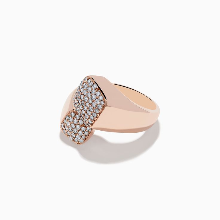 Pave Rose 14K Rose Gold Diamond Bipass Ring Rose Gold Diamond Signet Ring In Fine Jewelry Style, Luxury Rose Gold Signet Ring With Brilliant Cut, Fine Jewelry Rose Gold Signet Promise Ring, Rose Gold Signet Ring For Promise Fine Jewelry, Rose Gold Signet Promise Ring, Luxury Rose Gold Signet Ring For Wedding, Luxury Rose Gold Wedding Signet Ring, Fine Jewelry Rose Gold Diamond Ring With Vs Clarity, Fine Jewelry Rose Gold Ring With Polished Finish