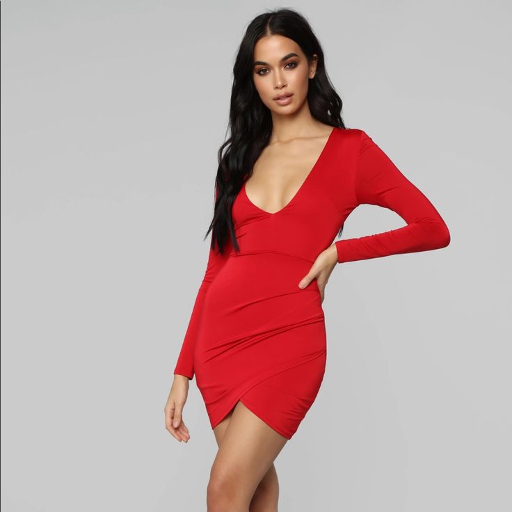 Nwot Smoke Free Home Eorn Once Size Dmall Ree Mini Dress. Super Hot Mini! Red Long Sleeve Mini Dress Flirty Style, Red Long Sleeve Mini Dress In Flirty Style, Red Long Sleeve Mini Dress, Flirty Style, Mini Red Dress, Fashion Nova Dress, Red Mini Dress, Types Of Skirts, Sleeve Styles, Fashion Nova