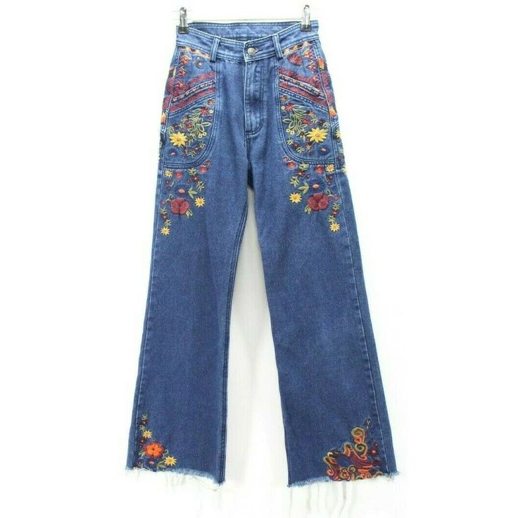 Reposhing This Item I Purchased From @Therewearaffair. Loved It, But Ready To Rotate For Something New. These Have Been Cut Off At Hem And Are Raw Questions? Leave A Comment Below! Mid-rise Embroidered Flare Jeans For Fall, Spring Floral Embroidery Wide Leg Flare Jeans, Spring Floral Embroidered Cotton Flare Jeans, Wide Leg Denim Flare Jeans With Floral Embroidery, Blue Embroidered Wide Leg Flare Jeans, Jeans Color, Cut Off, Colored Jeans, Flare Jeans