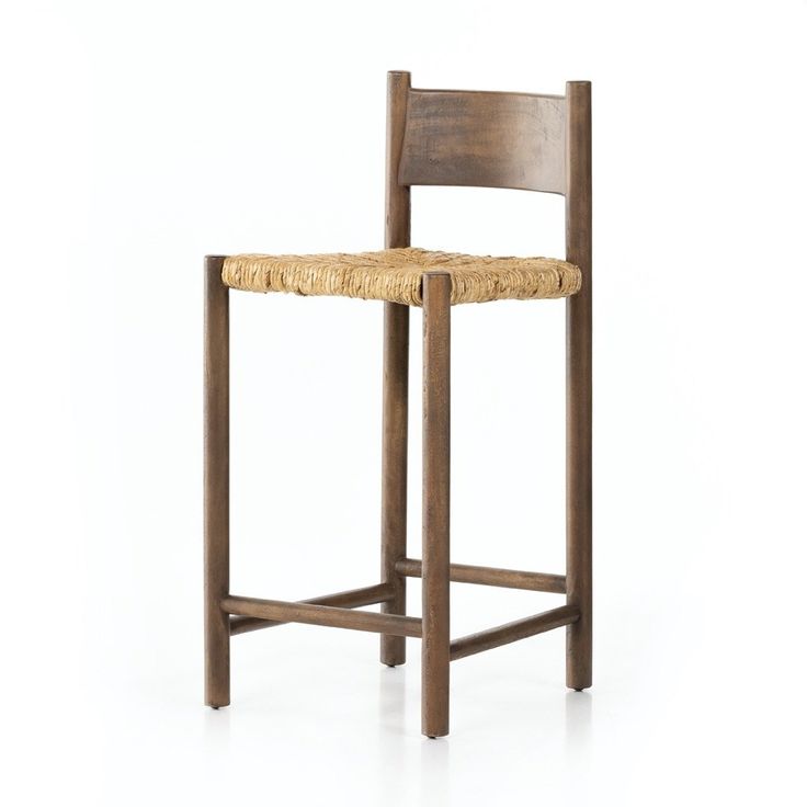 a wooden chair with a woven seat