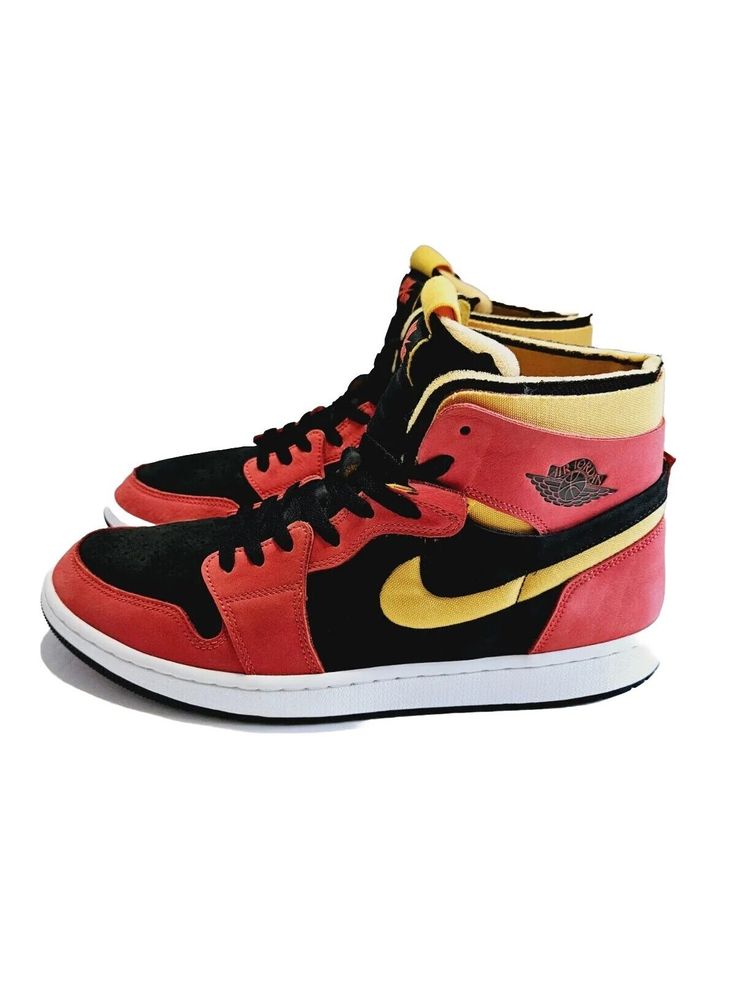 Jordan 1 High Zoom Men's Size 13 Comfort Chile Red Shoes/Sneakers, Style Code: CT0978-006, Size US 13, UK 12, EU 47.5, CM 31, BR 46, CN 310 (2.5), No Box, Excellent Used Condition. Elevate your sneaker game with these Jordan 1 High Zoom Comfort Chile Red shoes. Featuring a high-top silhouette, lace-up closure, and multicolor solid pattern, these sneakers are perfect for both casual and activewear occasions. The shoes are made with standard shoe width and a supination pronation, ensuring maximum comfort during basketball or other athletic activities. The Air Jordan 1 model is a classic, and this particular release in 2021 comes with a unique twist - the Zoom Comfort technology. The shoes are made with a leather upper material and fabric lining material, with a foam insole for additional cus Red Shoes Sneakers, Sneaker Games, Jordan 1 High, Red Shoes, Solid Pattern, Jordan Shoes, Jordan 1, Size 13, High Top