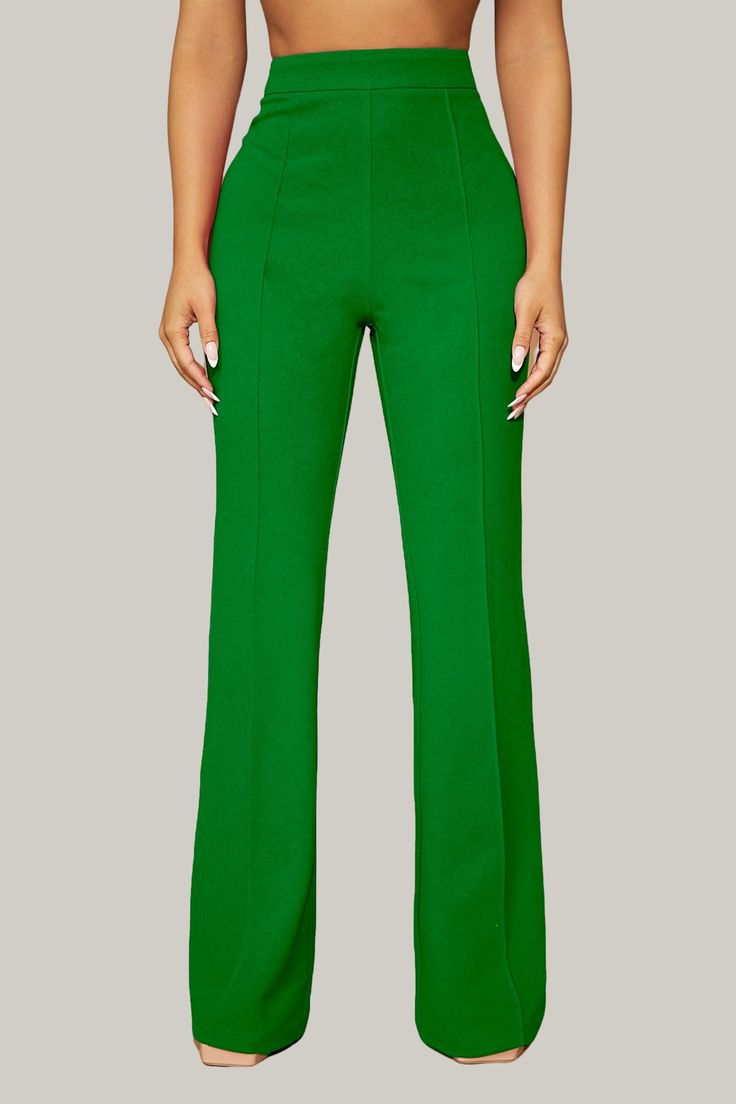 Introducing our exquisite Paityn High Waist Office Pants - a must-have addition to your professional wardrobe. These high waist pants feature a flattering flare leg and a regular fit for effortless elegance and sophistication. 95% Polyester, 5% Elastane Model is wearing size small Please allow 3-5 business days to process and ship. in cm : Size US Length Waist Size Hip Size Thigh Inseam XS 2 104.90 60.00 86.80 53.90 76.50 S 4 105.80 64.00 90.80 56.30 77.00 M 6 106.70 68.00 94.80 58.70 77.50 L 8/ Wide Leg Work Pants For Fall, Tailored Solid Color Wide Leg Dress Pants, Elegant Tailored Flare Bottoms, Elegant Flare Dress Pants For Office, Fitted Flare Bottoms In Solid Color, Stretch High-waisted Pantsuit In Solid Color, Fitted Solid Color Bottoms For Work, Fitted Workwear Bottoms In Solid Color, Fitted Flare Bottoms