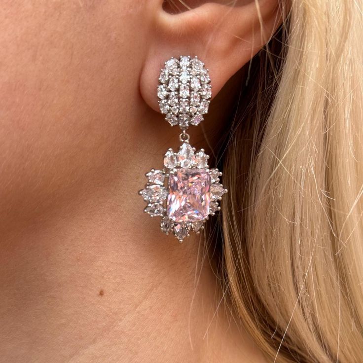 925 sterling silver pink earrings Luxury zircon earrings Pink Zircon, Earrings Luxury, Zircon Earrings, Pink Jewelry, Zirconia Earrings, Earrings Pink, Pink Earrings, Multi Stone Ring, Multi Stone