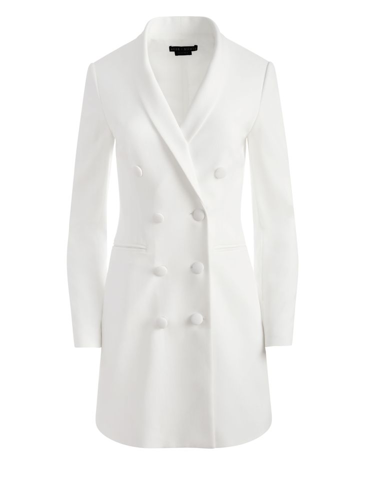 This chic tuxedo dress featuring a double-breasted button closure can take you from the office to dinner. alice + olivia Kyrie Tuxedo Dress in Off White, Size 4 Evening Double-breasted Suit With Notch Lapel, Chic Double-breasted Formal Suits, Elegant Tailored Suits With Double Button Closure, Timeless Notch Lapel Blazer Dress For Formal Occasions, Formal Timeless Blazer Dress With Notch Lapel, Classic Double-breasted Evening Suit, Elegant Double Breasted Suit For Business, Evening Double Breasted Suit With Suit Collar, Elegant Formal Suit With Double Button Closure