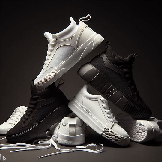 still life photography just sneakers black and sneakers white - Generador de imágenes de Microsoft Bing Sneaker Picture Ideas, Sneaker Product Photography, Sneakers Photography Ideas, Sneaker Photography, 3d Shoes, Shoes Fashion Photography, Sneaker Posters, Shoes Ads, Basic Shoes