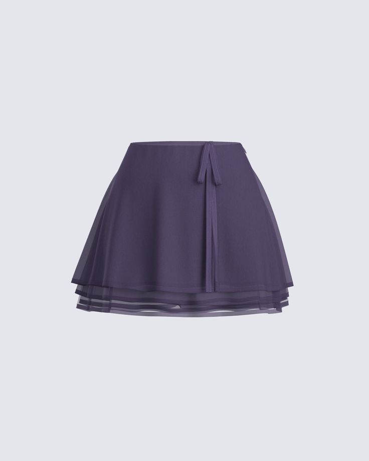 Constructed from a blend of poly georgette & satin fabric, this charcoal mini skirt is complete with a layered flutter skirt hem, side seam invisible zipper, and faux wrap detail with a bow tie to finish the look…because you’re the gift that keeps on giving of course 😏 Skirt Png, Layered Mini Skirt, Colorful Outfits, Fairy Clothes, Trendy Skirts, Nice Clothes, Clothes Sewing, Purple Skirt, Miniskirt Outfits