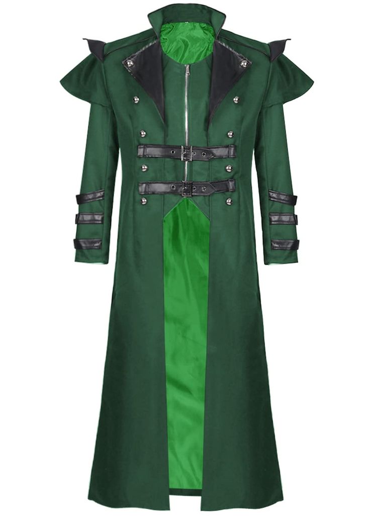 PRICES MAY VARY. 【Halloween Costumes for Men】Unique Retro Medieval Renaissance Gothic Jackets for you! Classic and mysterious, noble and elegant. Long trench coat, PU spliced lapel collar, buckles, zipper closure, decorative double-breasted, full lining, vintage Victorian style. This medieval warlock jackets will make you dress up easily as beast/pirate/vampire/circus ringmaster/captain/king with it. 【High Quality Material】 Our mens gothic medieval tailcoat jacket is made of high quality polyest Pirate Vampire, Steampunk Tailcoat, Vampire Circus, The Wizard Of Oz Costumes, Gothic Trench Coat, Mens Steampunk, Ringmaster Costume, Turtleneck Under, Punk Jacket