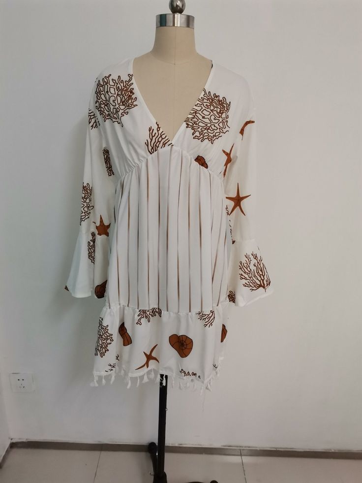 Season: Spring,Summer,Autumn,WinterSize:S,M,L,XL,2XLColor:White Style:Daily,Party,BeachDress Length:ShortOccasion: Daily,Party,BeachFabric:Polyester,LacePackage Contents: 1* Dress, without Accessorie Beachy White V-neck Cover-up, White Long Sleeve Dress For Beach Season, Printed Long Sleeve Beach Dress As Cover-up, Printed Long Sleeve Beach Dress Cover-up, Long Sleeve Printed Beach Dress Cover-up, Long Sleeve Beach Dress For Brunch, Long Sleeve Beach Dress For Vacation, Long Sleeve Beach Dresses For Vacation, Beach-style Long Sleeve Dresses