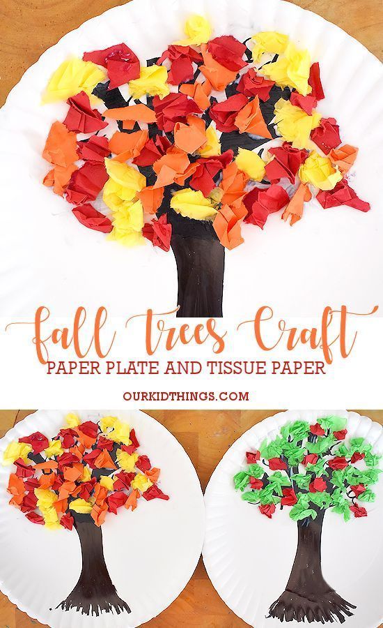 paper plate and tissue paper fall tree craft