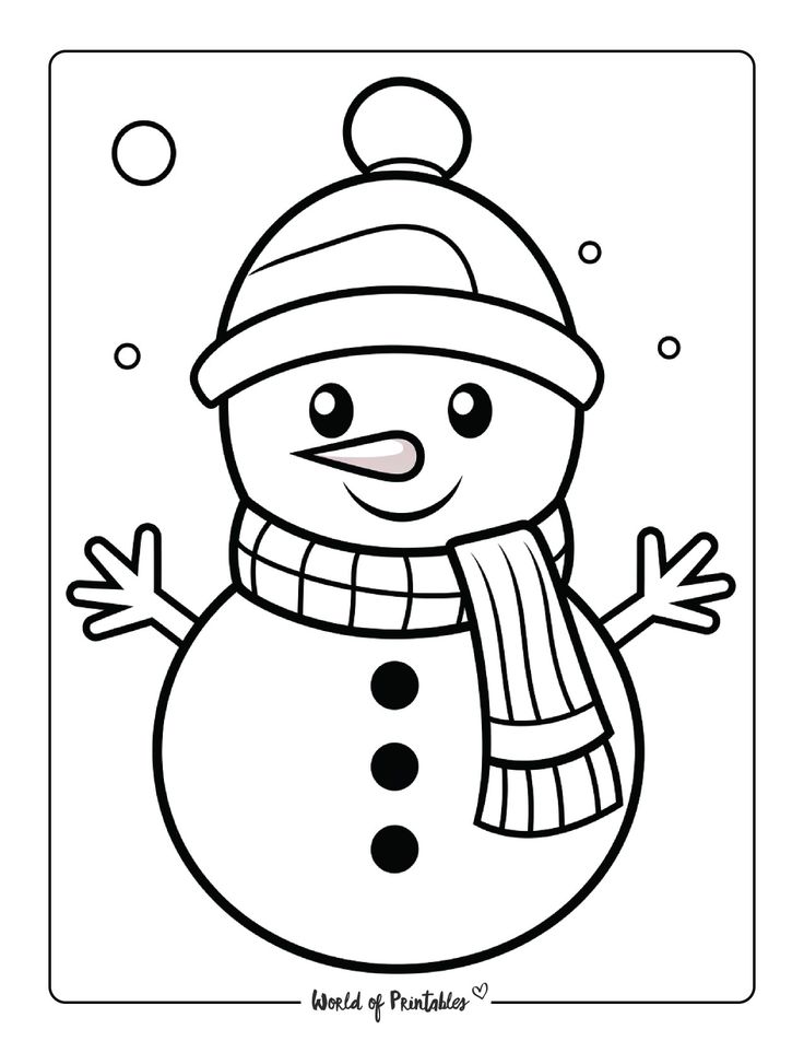 a snowman with a hat and scarf on it's head, in black and white