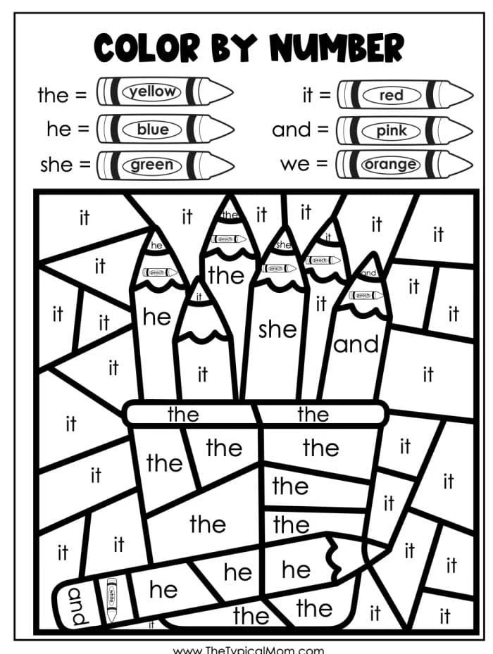 the color by number worksheet for kids to learn how to write and color