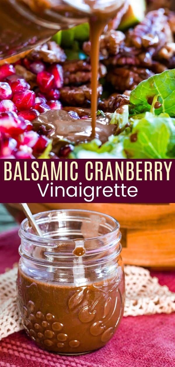 balsamic cranberry vinaigrette dressing in a mason jar