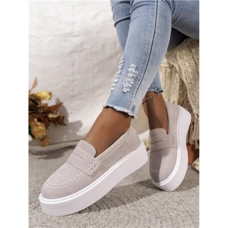 -Item Id 34715103 -Style: Fashionable -Color: Light Grey -Toe: Round Toe -Pattern Type: Plain -Size Fit: Half-Size Smaller -Upper Material: Suedette -Lining Material: Fabric -Power Supply: None **Open To Offers!!!** **Bundle To Save More** **30% Off Bundles Of 2 Or More Items!!** ***Orders Go Out Within 5-10 Business Days!! Thank You For Your Patience!! Multiple Sizes And Colors Available In Most Styles Don't See Your Size Or Color Listed, Just Ask. Trendy Low-top Spring Platform Loafers, Trendy Low-top Platform Loafers For Spring, Trendy Spring Low-top Platform Loafers, Casual Low-top Platform Loafers With Rubber Sole, Casual Slip-on Platform Loafers, Casual Slip-on Platform Loafers For Spring, Spring Casual Slip-on Platform Loafers, Casual Platform Loafers With Textured Sole For Fall, Casual Fall Platform Loafers With Textured Sole