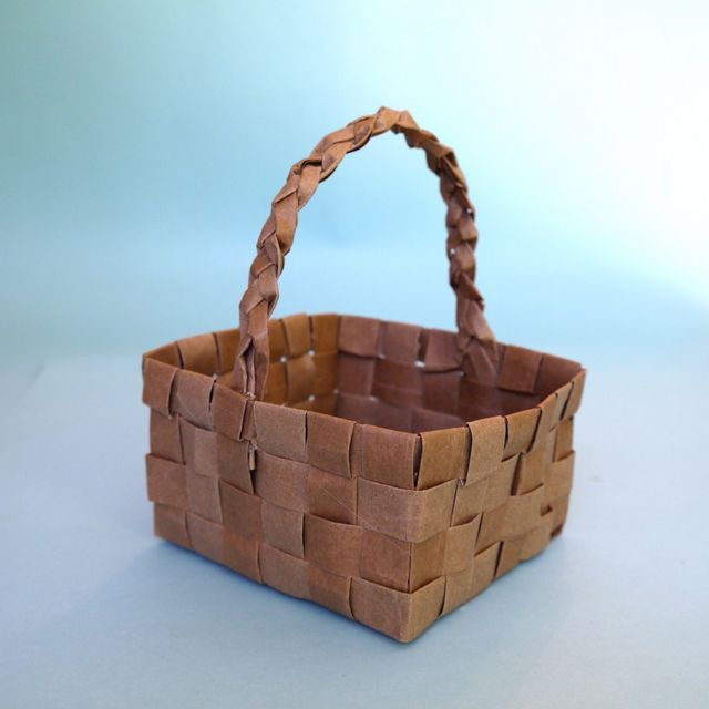 an empty basket sitting on top of a table