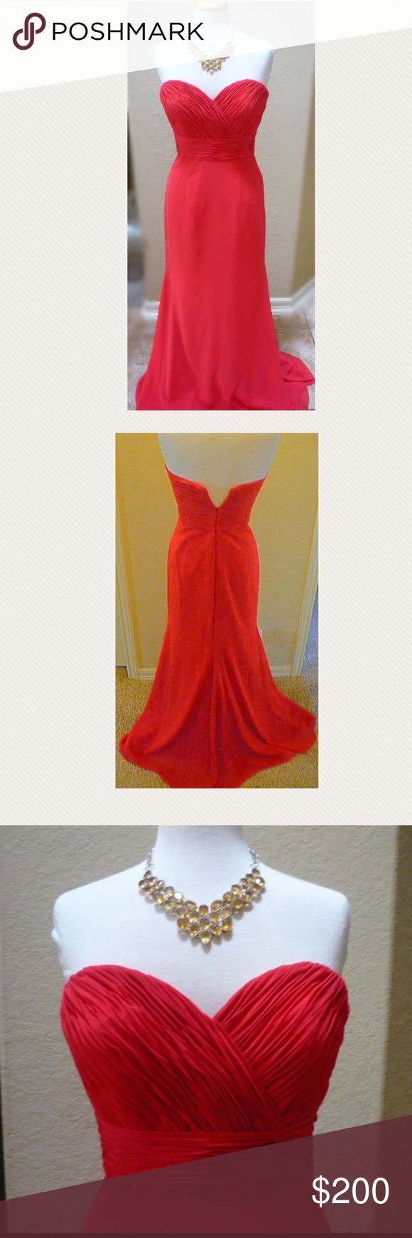 NWT Red Mori Lee gown. Size 8. Unworn. Unaltered. Beautiful full length gown. Zipper back. Sweetheart neckline. Fitted. Size 8. Never been worn/altered. Red color is bright and almost coral as seen in the first picture. Mori Lee Dresses Strapless Red Evening Dress With Back Opening For Formal Occasions, Red Dress With Lined Bodice For Prom Season, Elegant Red Evening Dress With Back Opening, Formal Red Evening Dress With Back Opening, Red Floor-length Evening Dress With Back Opening, Elegant Red Carpet Dress With Back Opening, Red Carpet Sleeveless Gown With Fitted Bodice, Sleeveless Gown With Fitted Bodice For Red Carpet, Red Maxi Dress With Back Opening For Formal Occasions