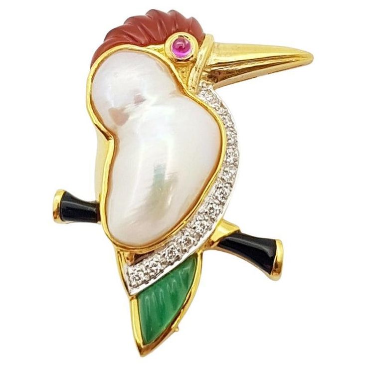 Duck Jewelry, Art Deco Pendant Necklace, Diamond Pendant Sets, Art Deco Pendant, Antique Brooches, Animal Rings, Pearl Collection, Diamond Brooch, Heart Brooch