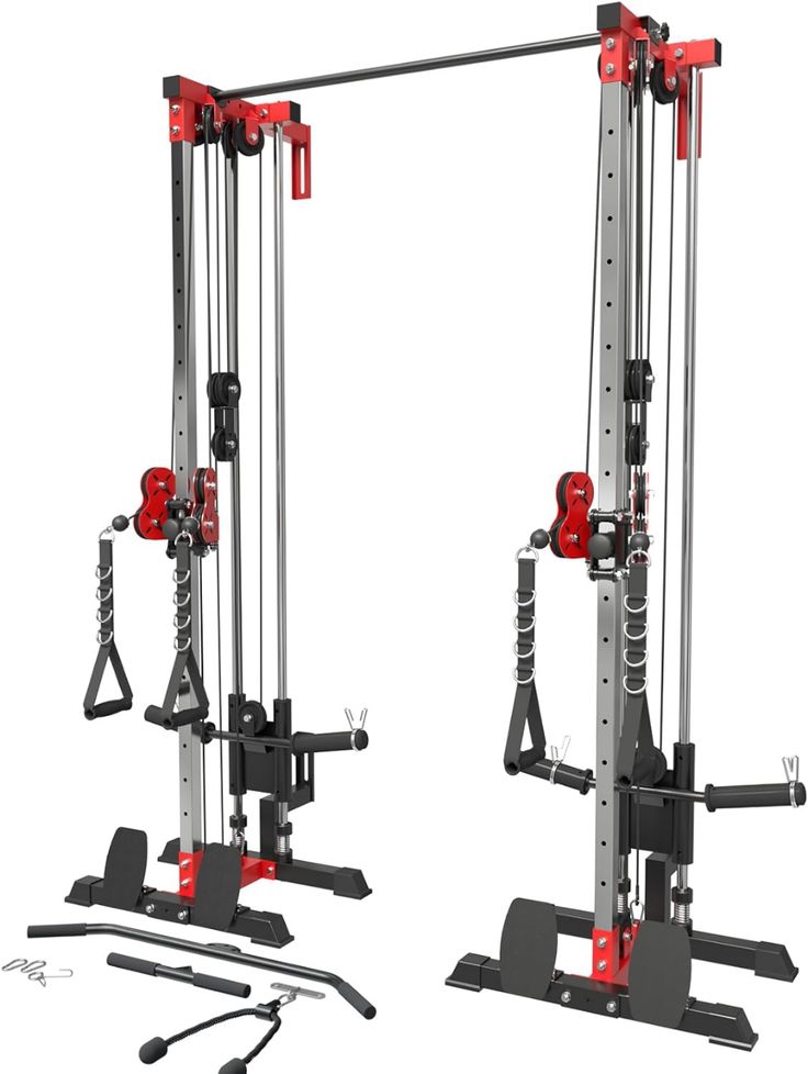 two different types of power cages with handles and pulleys on each side