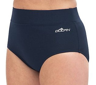 From water class to wandering the shore, be confident in your comfort and coverage in this full-cut swim brief. From Dolfin. Stretch Blue Bottoms For Surfing, Stretch Brief Swim Trunks For Water Sports, Sporty Stretch Swim Trunks For Diving, High Waist Stretch Swim Skirt For Sports, Fitted Surfing Swim Trunks Brief, Fitted Brief Swim Trunks For Surfing, Blue Swimming Bottoms With Wide Waistband, Moisture-wicking Swim Bottoms, Sporty Fitted Surfing Bottoms