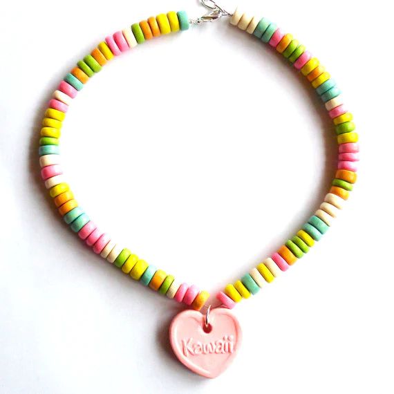 Faux Candy Necklace - Kawaii Candy Choker – Fatally Feminine Designs Cute Personalized Multicolor Charm Necklaces, Personalized Kawaii Jewelry For Birthday, Kawaii Multicolor Personalized Jewelry, Personalized Kawaii Multicolor Jewelry, Personalized Playful Necklace For Friendship, Fun Pink Personalized Charm Necklaces, Personalized Pink Fun Charm Necklaces, Personalized Pink Charm Necklaces, Personalized Pink Necklaces For Best Friend Gift