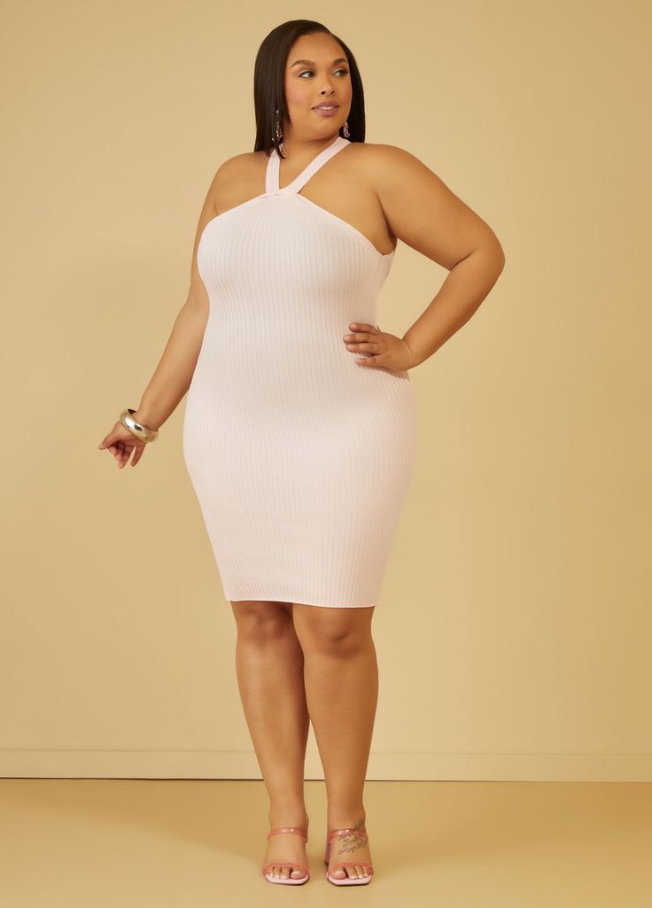 Don't get it twisted, when it comes to Summer dresses, Ashley Stewart is that girl!!! Our ribbed-knit dress serves up #bawdy with its form-fitting bodycon silhouette and accentuated by a twisted high collar. Spring Ribbed Bodycon Dress For Date Night, Ribbed Stretch Bodycon Dress For Spring, Spring Ribbed Stretch Bodycon Dress, Ribbed Stretch Bodycon Dress For Date Night, Ribbed Bodycon Dress For Night Out, Ribbed Bodycon Dress For Date Night, Chic Pink Ribbed Bodycon Dress, Bodycon Dress Plus Size, Plus Size Summer Dress