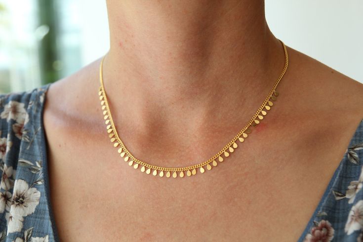 %100 Hand Crafted High quality 18 K Gold vermeil on to 925 Sterling Silver , does not irritate your skin! Nickel Free Details: length - 17.7 inch (45 cm) extension : 2 inch The necklace arrives with a beautiful package and ready for gift giving! 🎁 . . . . . . . . . . . . . . . . . . . . . . . . . . . . . . . . . . . . . . . . 100% SATISFACTION GUARANTEE + We want you to be 100% satisfied with your jewelry! If there are any issues or anything we can do to make you love it more, please let us kno Silver Gold Necklace, Beads Chain, Name Rings, Teardrop Beads, Drop Beads, Chain Gold, Chain Ring, Gold Plated Chains, Curb Chain