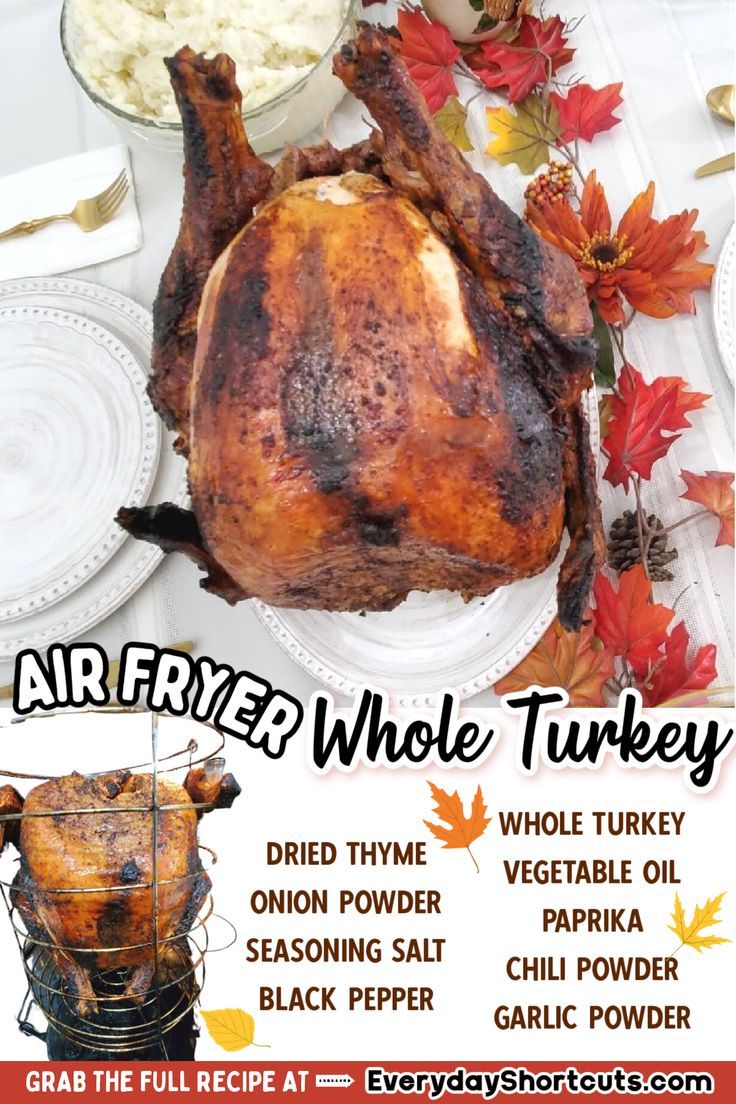 the flyer for an air fryer whole turkey dinner