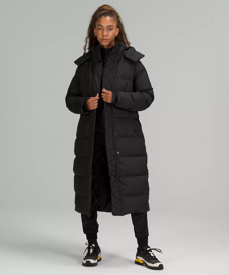 Extra Long Puffer Coat, Lululemon Puffer Jacket, Middleton Family, Cozy Outfits, Quoi Porter, Puff Jacket, Long Coat Women, Long Puffer, Warm Down