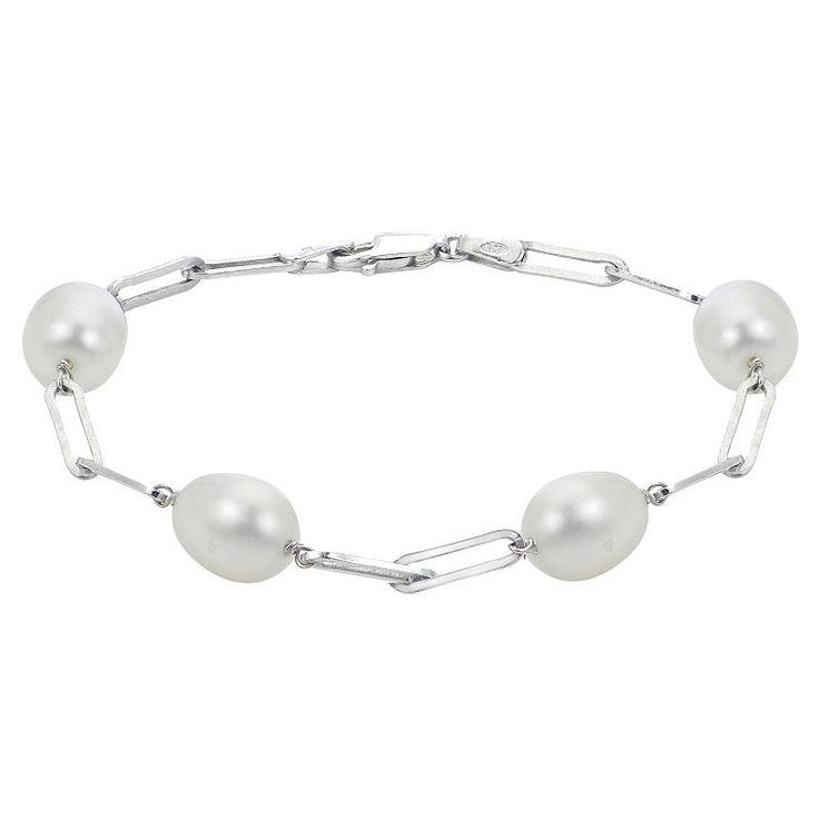 "Complement your look with the distinctive style of this sterling silver freshwater cultured pearl paper clip chain bracelet. Complement your look with the distinctive style of this sterling silver freshwater cultured pearl paper clip chain bracelet. Length: 7.5 in. Clasp: lobster claw Metal: sterling silver Plating: rhodium Finish: polished Packaging: boxedCULTURED PEARL DETAILS Type: freshwater Size: 8 mm - 9 mm Shape: oval Color: white Gemstones may have been treated to enhance their appearan Elegant Sterling Silver Bracelet With Oval Link Paperclip Chain, Elegant Sterling Silver Paperclip Bracelet With Rectangular Links, Elegant Sterling Silver Paperclip Bracelet, Elegant Sterling Silver Paperclip Bracelet For Formal Occasions, Elegant Silver Link Paperclip Bracelet, Elegant Silver Paperclip Bracelet, Elegant Silver Paperclip Bracelet With Rectangular Links, Sterling Silver Link Paperclip Bracelet For Formal Occasions, Sterling Silver Link Paperclip Bracelet For Formal Events