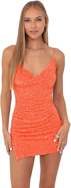 Homecoming Dresses Shoes, Orange Hoco Dress Short Tight, Winter Formal Dresses Orange, Cute Dresses For Semi Formal, Windsor Red Dress, Amazon Sequin Dress, Homecoming Dresses Backless, Hoco Dresses White Sparkle, Hoco Dresses For Small Chest