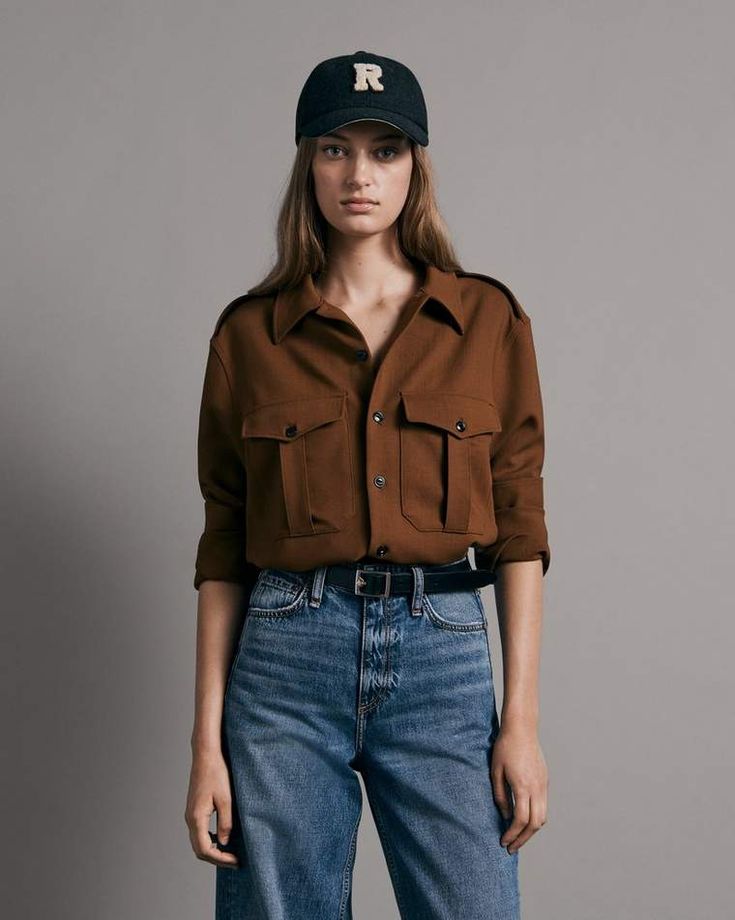 This wool twill military-inspired button down features a touch of stretch for added comfort. Complete with chest patch pockets for added function and utility. rag & bone Women's Classic Fit Button Down Shirt | Camel Brown, Large (also in XS,M). Brown Button-up Shacket With Flap Pockets, Classic Brown Tops With Patch Pockets, Khaki Shirt With Patch Pockets For Work, Classic Brown Tops With Flap Pockets, Brown Collared Utility Jacket With Buttoned Pockets, Brown Tops With Welt Pockets For Work, Utility Tops With Welt Pockets For Fall, Utility Top With Welt Pockets For Fall, Brown Workwear Tops With Patch Pockets