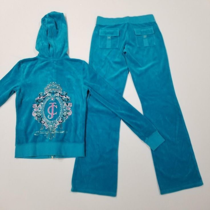 JUICY COUTURE TRACKSUIT BLUE VELOUR MATCHING SET. 2... - Depop Blue Juicy Tracksuit, Blue Juicy Couture Tracksuit, Hogwarts Clothes, Track Suit Outfit, Tvd Dr, Juicy Tracksuit, Turquoise Clothes, Bad Education, Coordinates Outfits