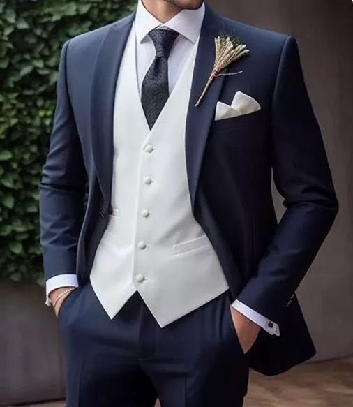 Three Piece Royal Blue Color Suit Black And Blue Suit Wedding, Dark Navy Suit Wedding Color Combos, Grooms Suit Navy Blue, Navy Blue Tuxedo Wedding Groom Style, Black Suit With Blue Accents, Wedding Navy Blue Suit, Groom Navy Suit Wedding, Mens Navy Blue Suit Wedding, Wedding Party Wear For Men