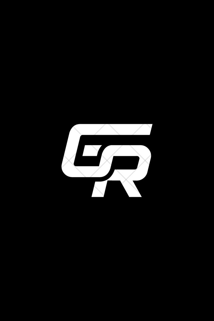 the letter g r is made up of two white letters on black and white background