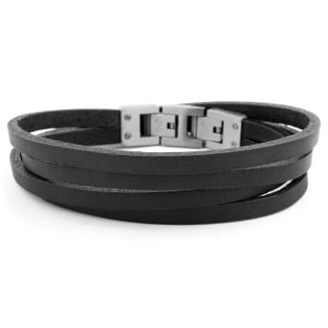 Black & Black Roy Leather Bracelet | In stock! | Lucleon Leather Double Band Bracelet With Leather Strap, Black Leather And Stainless Steel Adjustable Bracelet, Modern Leather Bracelet With Metal Black Band, Modern Metal Leather Bracelet With Black Band, Double Band Leather Strap Jewelry, Modern Black Leather Bracelet With Stainless Steel Clasp, Black Leather Bracelet With Leather Strap, Black Leather Bracelets With Leather Strap, Modern Double Band Leather Bracelets