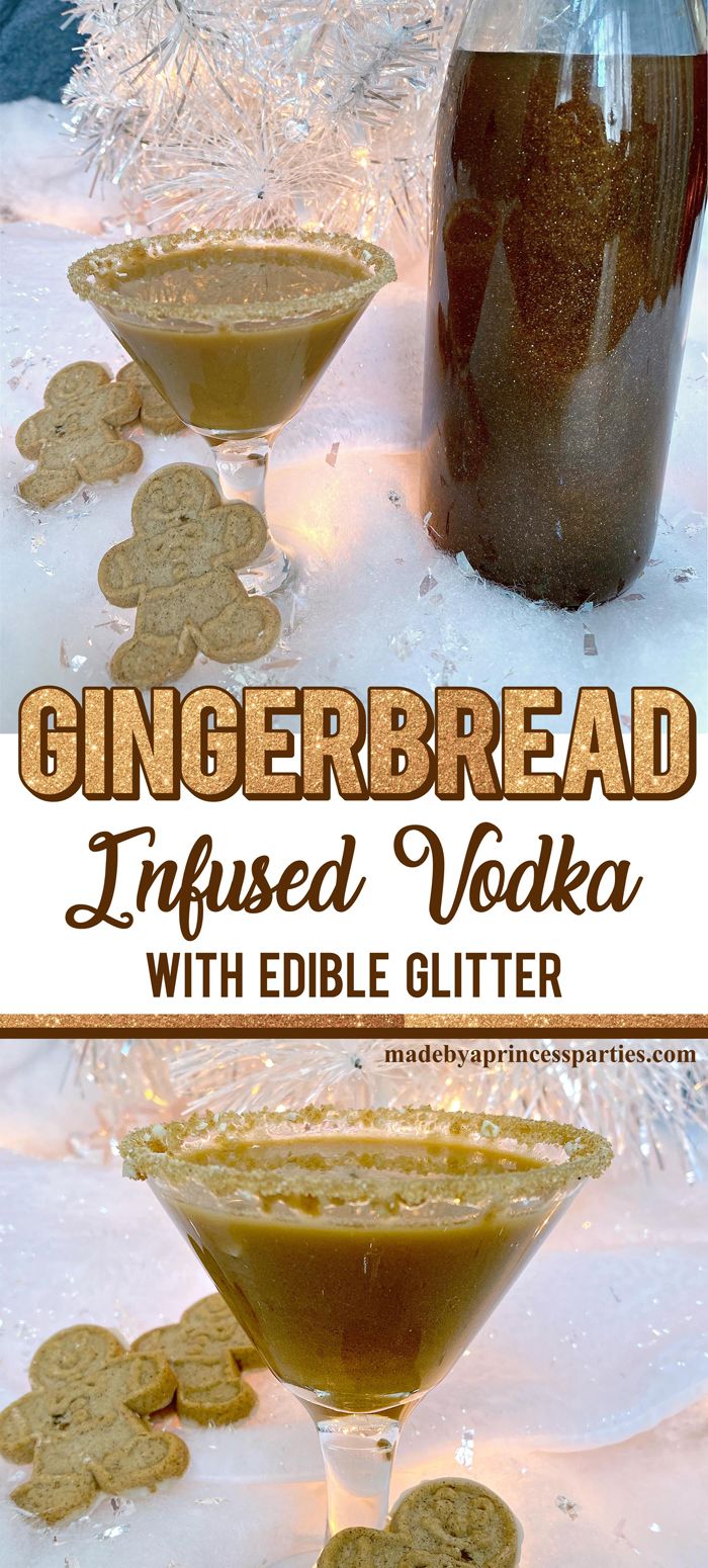 gingerbread infused vodka with edible glitter