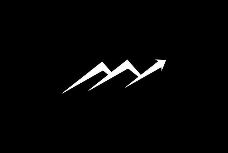 the mountain logo is white on black