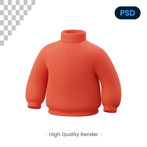 an orange sweater is shown with the text, high quality renderer for photoshopping