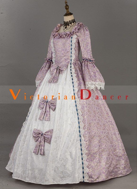 Light Purple Renaissance Victorian Dress Christmas Clothing   Condition: Brand New  Color: amp;nbsp; Light Purple  Material: This Victorian Dress is made of amp;nbsp; High Quality Brocade and Satins,smooth, soft and comfortable to wear  Sleeve Length: Short Sleeve  Dresses Length:Floor-Length  Neckline: amp;nbsp; Square Collar  Decoration: Ruffles + Lace + Bow  Style: This dress is perfect for civil war,victorian,medieval,regency,renaissance, wedding, cosplay, themed party, photograph, stage per Pink Victorian Dress Costume, Historical White Victorian Costume Dress, White Victorian Dress For Costume Party, Vintage Purple Victorian Dress For Wedding, Purple Vintage Victorian Dress For Wedding, White Regency Style Victorian Costume Dress, White Victorian Dress With Historical Design For Costume, Historical Costume Dress In White, Historical Costume White Dress